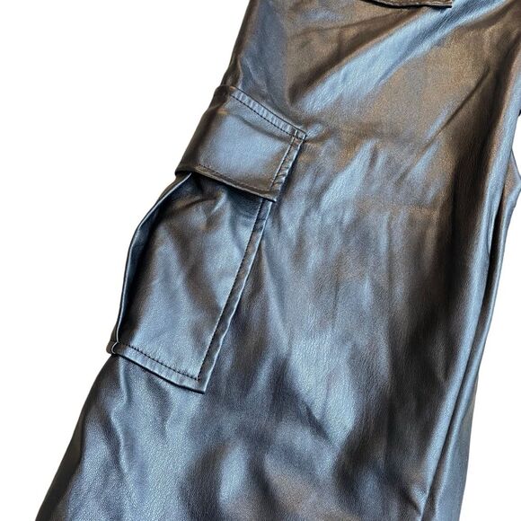 Blue Blush Women’s M High Waist Vegan Leather Jogger Pants Black Party Baddie‎ - Picture 9 of 11
